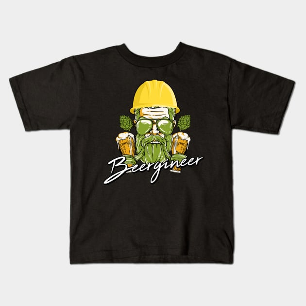 Gift for Beer Brewer Beergineer Craft Beer Hops Homebrewing Kids T-Shirt by Riffize